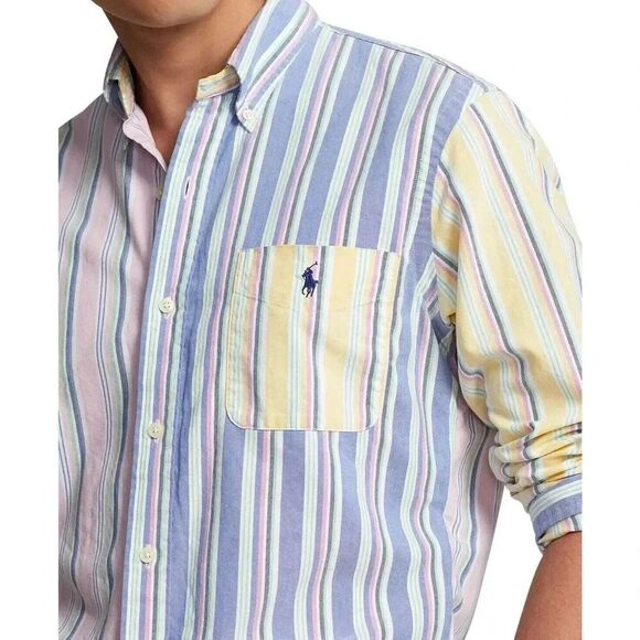 Polo Ralph Lauren Shirt Men's Multicolor Striped Classic Fit Button-Down APP921 - Picture 6 of 8